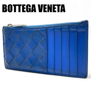 BOTTEGA VENETA ボッテガ　カードケース　ブルー　イントレチャート