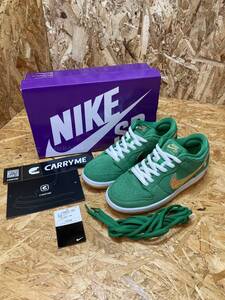 未使用【NIKE SB ナイキ】箱 タグ 替え紐付 BQ6817 303 DUNK LOW PRO St.Patricks セントパトリックス size US 8