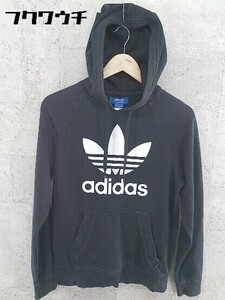 ◇ adidas アディダス 長袖 プルオーバー パーカー サイズM ブラック レディース