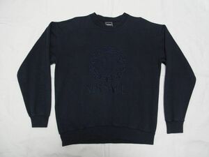 ☆ 90s イタリア製 ビンテージ VERSACE JEANS COUTURE ヴェルサーチ メデューサ 刺繍 ロゴ スウェット 紺 ☆古着 トレーナー 80s オールド