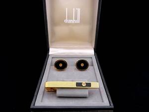 ◎№3267◎■美品■【ｄunhill】ダンヒル【ゴールド】■カフス＆ネクタイピン セット♪