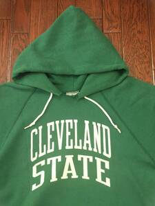 ＵＳＡ製 ９０ｓ ＳＡＮＴＥＥ スウェット パーカー グリーン 緑 Ｌ CLEVELAND STATE 2段プリント ９０年代 アメリカ製