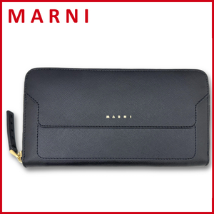 新品マルニ　レザー　ラウンドファスナー長財布　黒　MARNI★