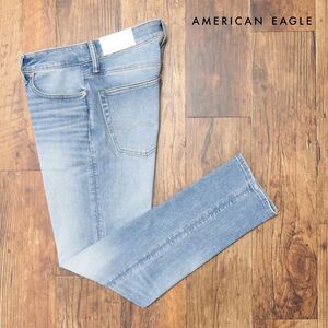 AMERICAN EAGLE/32インチ/テーパード デニムパンツ 0117-6384 快適ストレッチ ウォッシュ加工 20代 30代 新品/青/ブルー/ih277/