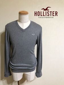 【良品】 HOLLISTER ホリスター Vネック ニット セーター トップス サイズL 長袖 グレー