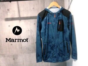 Marmot マーモット ムラ染め総柄 ストレッチ ジップ パーカー XL/薄手 ZIPフーディ/ネイビー/メンズ/MJK-S3085/アウトドア キャンプ