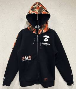 ＊エーエイプ AAPE BY A BATHING APE フェイスカモ柄 迷彩 切替 スウェット ジップパーカー L 　　　　　BJBD.I