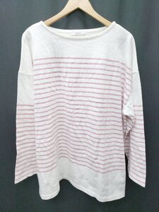 ◇ JOURNAL STANDARD パネルボーダー 長袖 Tシャツ カットソー サイズM ホワイト」 ピンク メンズ P