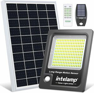 intelamp ソーラーライト 屋外 人感センサー LEDライト 12000mAh大容量電池 170LED 光束最大2000ルーメン 強力 高感度人感センサー（白）