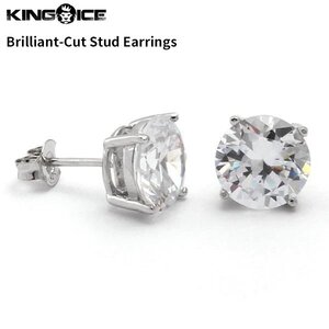 【トップの幅 5mm】King Ice キングアイス ブリリアントカット スタッド ピアス ホワイトゴールド Brilliant-Cut Stud Earrings イヤリング