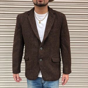 貴重 英国製 60s Harris Tweed Dunn&Co ツイード ウール Wネーム テーラード ジャケット ブレザー ハリスツイード ヴィンテージ 70s 40R