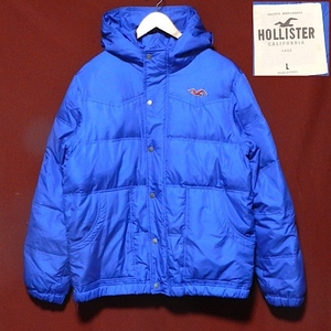 HOLLISTER ホリスター カルフォルニア REDCNDO ロゴ フード ハイネック ジッパー ダウン パーカー ジャケット 青 L