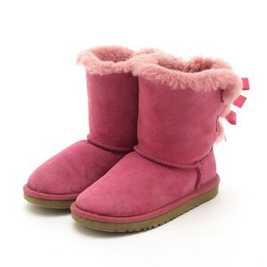 ◇536959 UGG Australia アグ オーストラリア ムートンブーツ BAILEY BOW リボン ベイリー ボウ 3280T サイズ17.5cm 女の子 ピンク