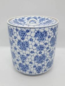 京焼の名工 平安春峰 造 染付 水指 古美術 茶道具 口径約13.8cm 高さ15cm 茶器