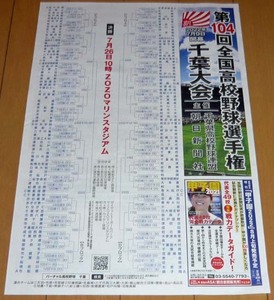 第104回全国高校野球選手権☆千葉大会☆大会プログラム・トーナメント表◆朝日新聞☆送料110円