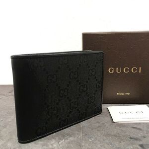 送料込み！ 未使用品 GUCCI 二つ折り財布 034.661.0753 ブラック 箱付き 147