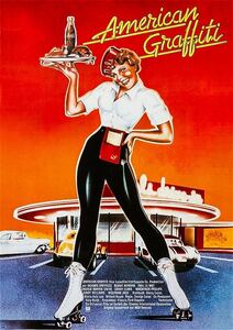 ポスター★アメリカン・グラフィティ（American Graffiti）ドイツ版1973★メルズ・ドライブイン/ジョージ・ルーカス/32Ford/オールディーズ