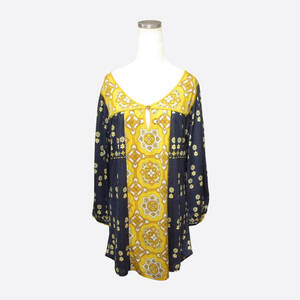 ★SALE★Juicy Couture/ジューシークチュール★7分袖ヒッピー柄チュニック (Navy/Yellow/M)