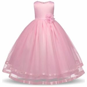 発表会 子供ドレス 結婚式 子供服 演奏会 パーティー 女の子 女の子ワンピース ロングドレス 120cm ピンク