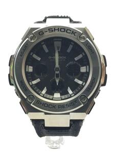 CASIO◆ソーラー腕時計・G-SHOCK/デジアナ/キャンバス/SLV/BLK