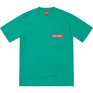 Supreme 19SS Week5 Mesh Stripe Pocket Tee Teal Small オンライン購入 国内正規 全タグ付 メッシュ Tシャツ 緑 Sサイズ Cross Box Logo