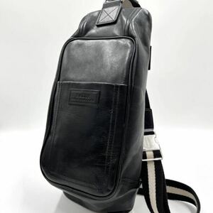 1円【極美品 希少】BALLY バリー ボディバッグ ショルダー ビジネス レザー 本革 斜め掛け クロス メッセンジャー トレスポ メンズ 黒