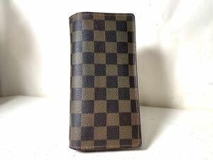 1593 1円 ■極美品■ LOUIS VUITTON ルイヴィトン N60017 ダミエ ポルトフォイユ ブラザ 二つ折り 長財布 ウォレット ブラウン系 