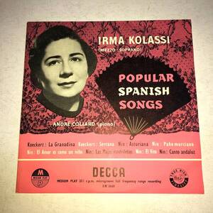 DECCA LW-5143 イルマ・コラッシ(Ms) スペイン民謡集 英初出盤 金内溝ラベル フラット盤 10インチ