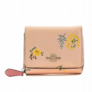 コーチ COACH SVOKV 三つ折り財布 小銭入れ 花柄 レザー ピンク 2924 /AN21 ■OF レディース