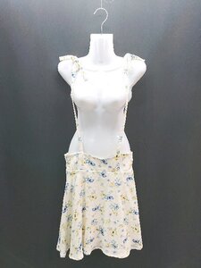 ◇ PAGEBOY ウエストゴム ファスナーあり 花柄 かわいい ミニ フレア スカート サイズF アイボリー/マルチ レディース E