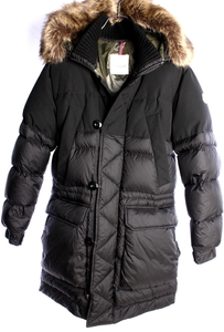 37万700円　22AW　モンクレール ファー N-3B ナイロン切替 ダウン　ジャケット コート　ブラック　国内正規品 　MONCLER #B2