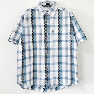 ■激レア■90s OLD GAP チェッカーフラッグ チェック柄 半袖シャツ L XL オールド ギャップ アロハシャツ 総柄 開襟 ビンテージ