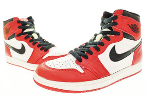 ナイキ NIKE 美品 AIR JORDAN 1 CHICAGO 1994 27.5cm 箱付き 130207-101 エア ジョーダン I シカゴ 94年復刻 90s 白 黒 赤 230905☆AA★