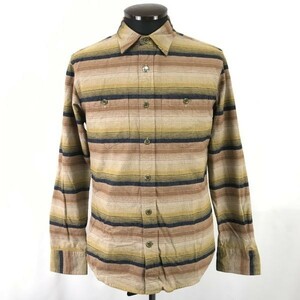 上野商会/日本製★SCHOTT BROS NEW YORK/ショット★長袖ウエスタンシャツ【Mens size -S/ボーダー/茶系/brown】Tops/Shirts/RARE◆pBH263