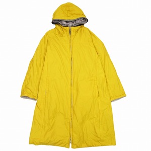 マックスマーラ MaxMara The Cube リバーシブル ナイロン コート ロング丈 フーデッド ジャケット 36/XS 黄 グレー レディース