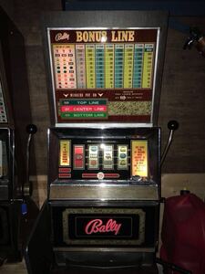 ほぼ完動品　米国バリー社製　BALLY BONUS LINE バリー　ボーナスライン　スロットマシン　レトロ　アンティーク　引き取り限定　