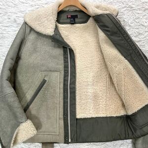 【美品 希少色 L相当】DIESEL リアルムートン B-3 ライトグリーン 羊革 裏ボア ブルゾン フライトジャケット ディーゼル メンズ 柔らか M