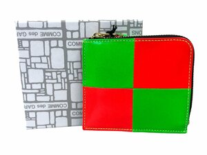 COMME des GARCONS (コムデギャルソン) FLUO SQUARES WALLET ミニ財布 コインケース 小銭入れ SA3100FS-OR-GRGROS レザー ウィメンズ/025