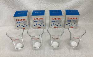 〇ノベルティグッズ 【非売品】カルピス 朝顔グラス 4個 ガラスコップ CALPIS 昭和レトロ (未使用)