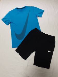 NIKE ナイキ Tシャツ BQ5229 ブルー ショート ハーフパンツ 905422 ブラック 上下セット size S 美品