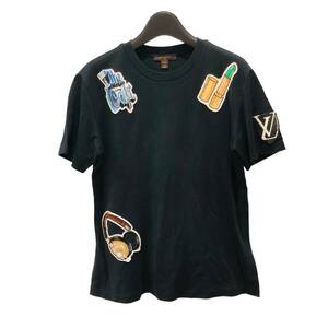 〇LOUIS VUITTON ルイヴィトン エンブロイダリーワッペンTシャツ ワールドツアーカットソー Tシャツ ブラック レディース サイズM 半袖