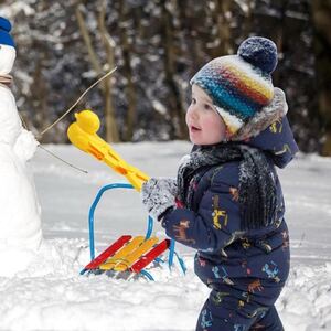 アヒル型！スノーボールメーカー 2個 ロングハンドル 簡単操作 雪遊び 簡単操作 スノーボールクランプ 屋外 おもちゃ クリスマスプレゼント