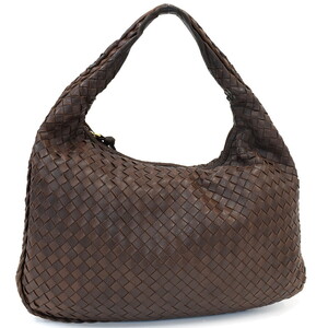 1円 ◎美品 BOTTEGA VENETA ボッテガヴェネタ ハンドバッグ ワンショルダーバッグ 肩掛け イントレチャート ブラウン◎E.Crs.pD-16