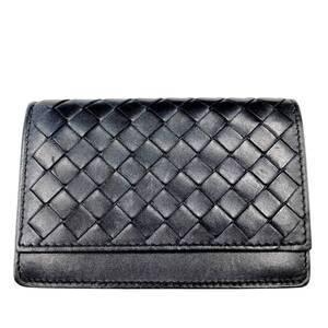 【真贋判定済】BOTTEGA VENETA ボッテガヴェネタ イントレチャート カードケース ブラック メンズ名刺入れ B01087U37P