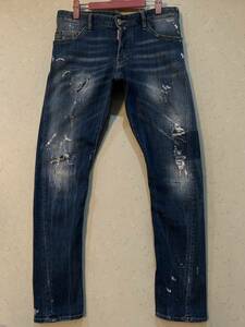 ※DSQUARED ディースクエアード Sexy Twist jean S74LB0082 ストレッチ ダメージ＆リペア加工＆ペイント加工デニム イタリア製 BJBC.A