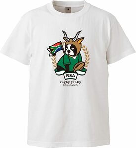 ★ラグビー ジャンキー S 半袖 コットン Tシャツ 南アフリカ スプリングボクス クラウディオパンディアーニ ホワイト ワールドカップ