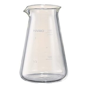 HARIO(ハリオ) コニカルSAKEピッチャー クラフツサイエンス 実用容量200ml ビーカー サーバー 計量メモリ付き 透明 耐熱ガラス製