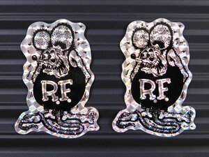 ◆送料\110◆【Rat Fink・ラットフィンク】※《プリズムステッカー・シルバー ／ 2枚セット》　RDF043　MOONEYES　ムーンアイズ