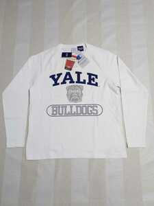 新品　チャンピオン　USA製　染み込み　ホワイト　M　YALE　3段　ブルドッグ　ヘビーウエイト　T1011　ロング　Tシャツ　アメリカ製　ロンT