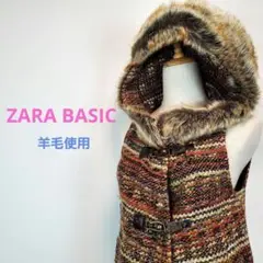 ZARA BASICザラベーシック(S)羊毛混合フード付きベスト